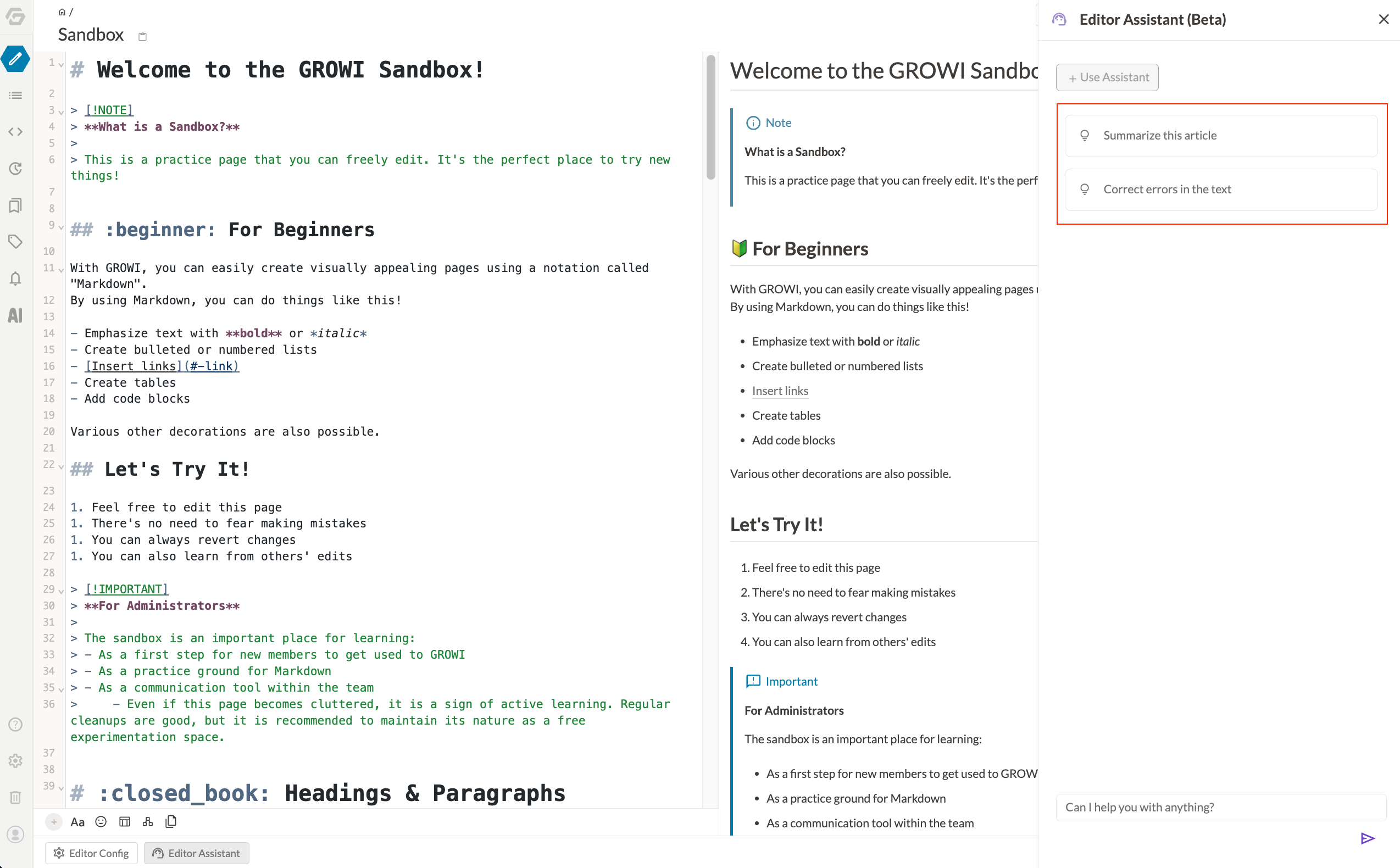 Quick menu with pre-defined prompts selection