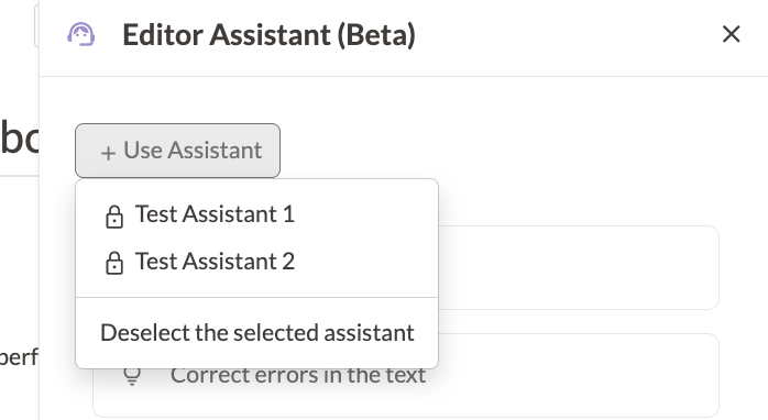 Knowledge assistant selection dialog