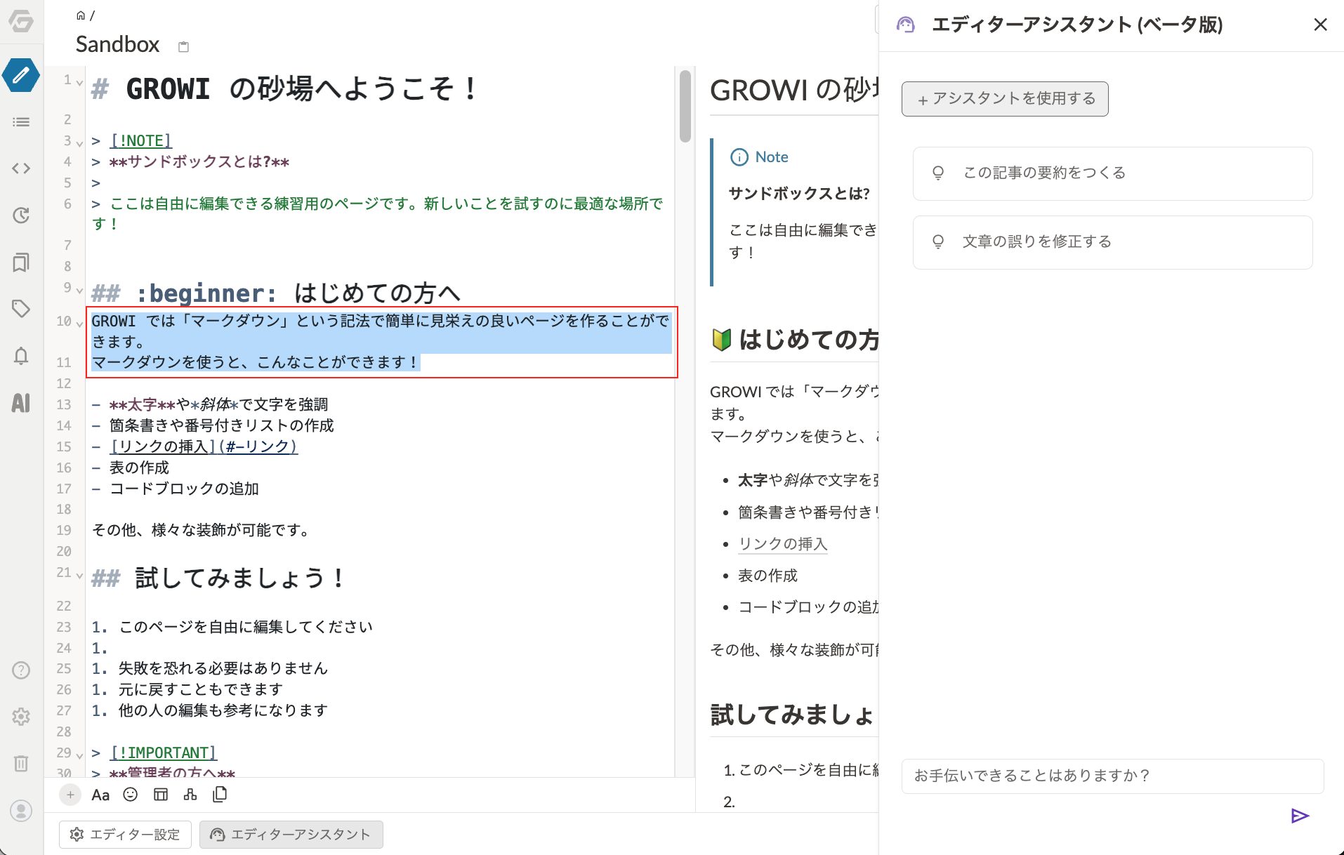 Selected text highlighted in the editor