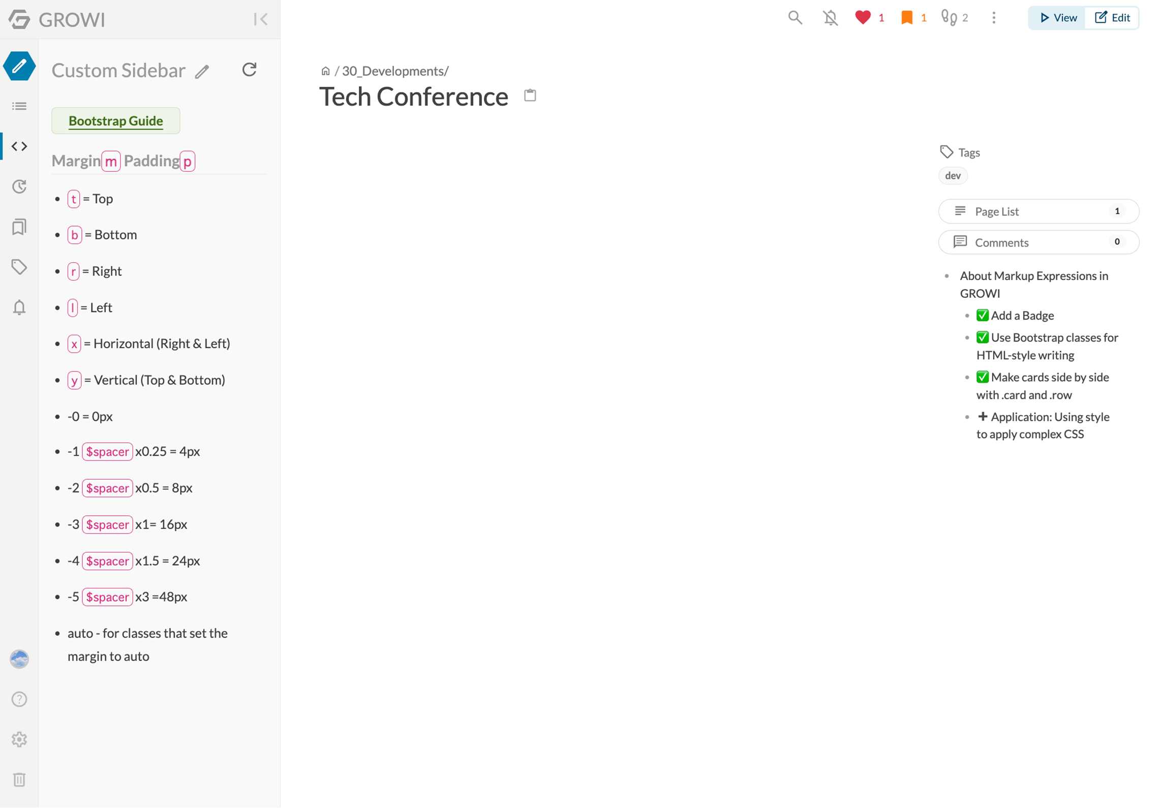 In-page navigation bar image